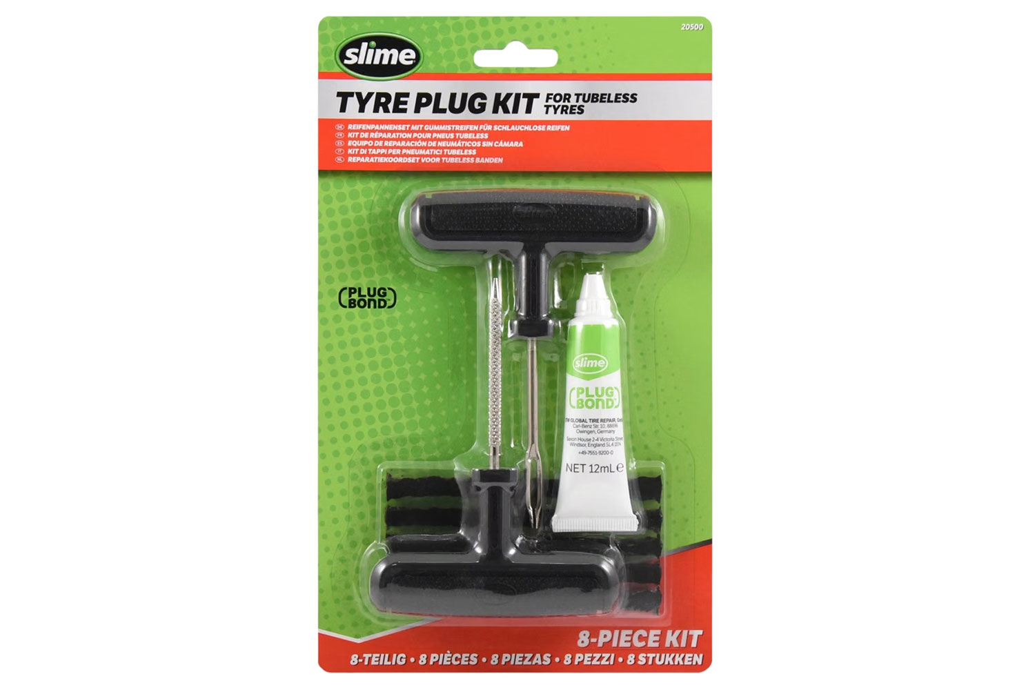 Kit per la riparazione degli pneumatici - 8 pezzi Slime 20500