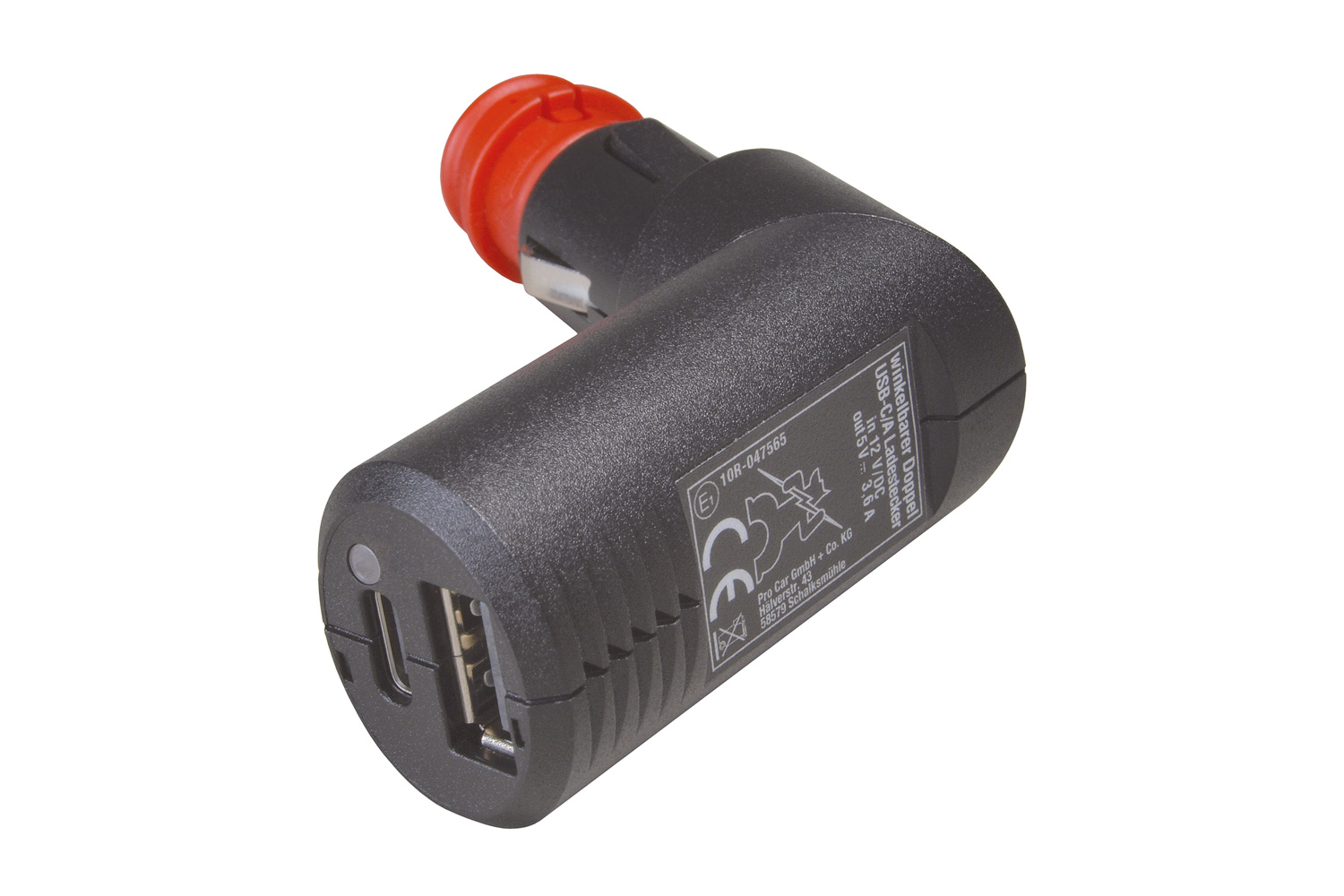 PRO CAR Winkelbarer Doppel-USB-C/A-Ladestecker