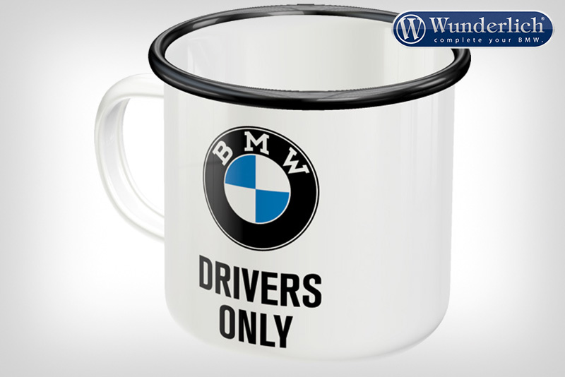 Enamel cup BMW Drivers Only from Nostalgic Art
