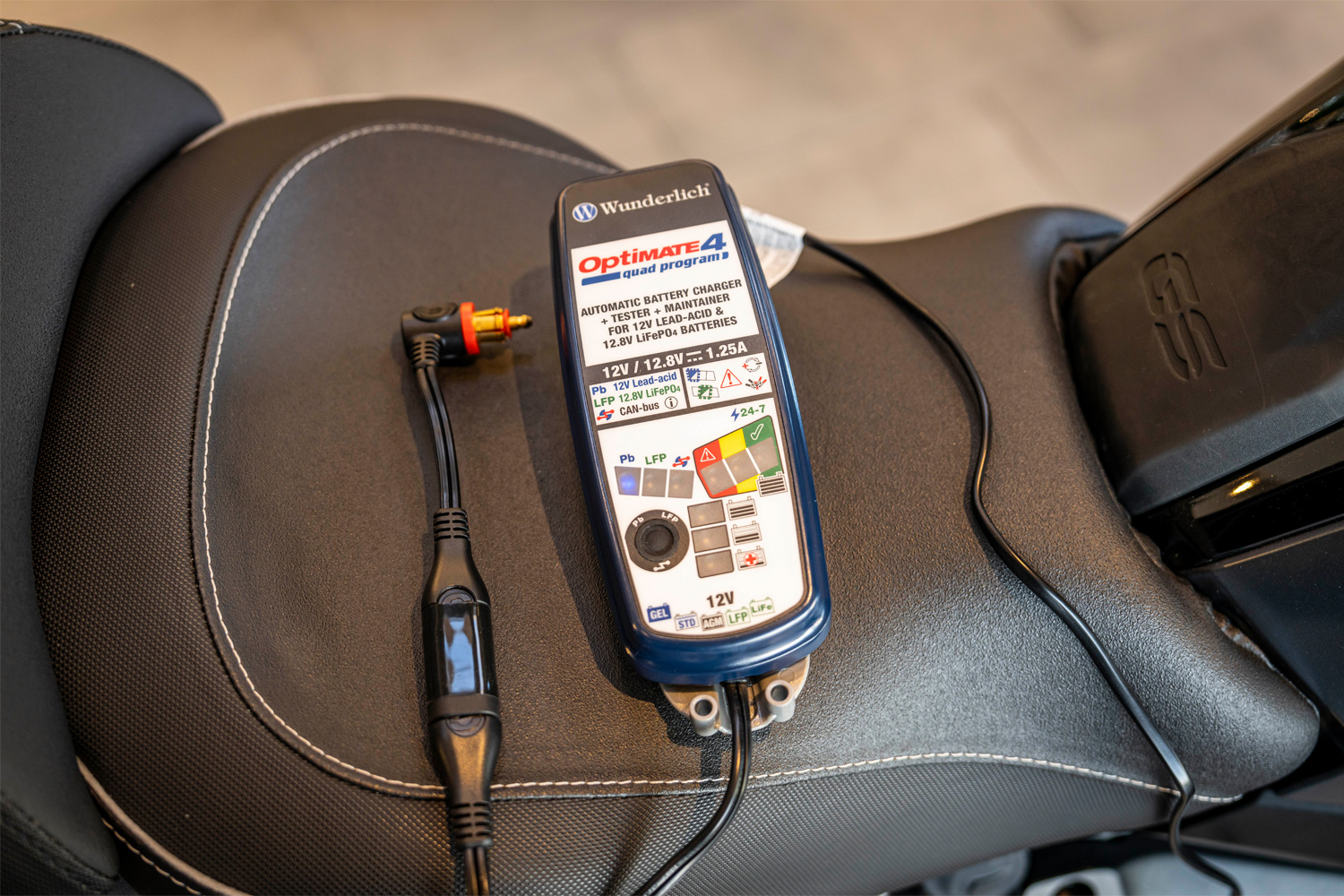 OptiMate 4 Quad Program Battery Charger – 12V For Motorcycles, BMW, Triumph – With CanBus DIN Cable