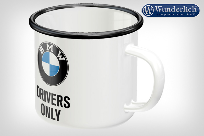 Enamel cup BMW Drivers Only from Nostalgic Art